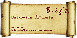 Balkovics Ágosta névjegykártya
